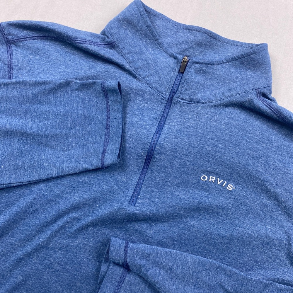 Orvis Classic Collection Quarter Zip 1/4 Pullover Mens XL Blue Heathered Outdoor